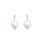 Aros Colgantes Perla Blanca con Pasante Bolita Dorada A1279