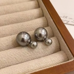 Aros Pasantes Doble Esfera de Perla Estilo Tribal A1399