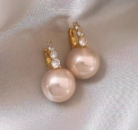 Aros Colgantes Perla Rosa con Cristales A1400
