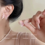 Aros Pasantes Mariposa Traslúcida Rosa con Strass A1609