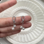Aros Colgantes con Lazo de Strass y Perlas A1653