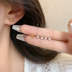 Set de Aros Pasantes Moños Strass y Perlas A1969