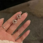Aros Pasantes Circulares con Strass Plateados A2009