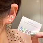 Set de Aros Pasantes Mini Botón Multicolor en Tonos Pastel A2387