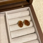 Aros Pasantes Orgánicos con Piedra Ámbar Irregular A2755