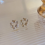 Aros Pasantes Corona de Perlas y Cristales Dorados A313