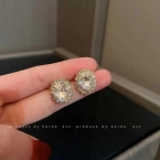 Aros Pasantes Ovales de Cristal con Halo Brillante A579