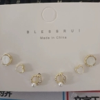 Set de 3 Pares de Aros y Argollitas Corazón con Perlas y Nácar A798