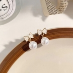 Aros Colgantes con Moño Esmaltado y Perla A955