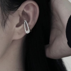 Aro Ear Cuff Gota Calada con Strass Pavé a Presión Plateado A956