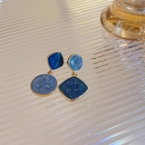 Aros Colgantes Geométricos Vintage con Resina Azul E2732