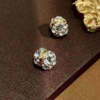 Aros Pasantes Roseta Cristal Central y Halo de Strass E4339