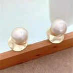 Aros Pasantes Disco Cóncavo Dorado y Media Perla E4565