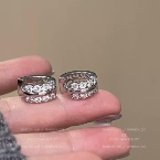 Argollas Huggies Dobles con Circonitas Pavé Plateadas E5673