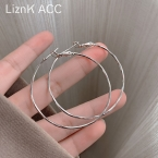 Aros Argollas Grandes Tubulares Finas Plateadas E6052