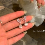 Aros Colgantes Corazón Cristal y Piedra Ojo de Gato E6105