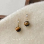 Aros Pasantes Circonias y Esfera Ojo de Tigre E6844
