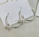 Argollas Abiertas con Mariposa Plateada E6895