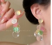Aros Colgantes Cascada Burbujas Traslúcidas Multicolor E6914