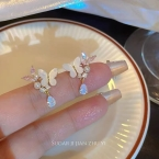 Aros Pasantes Mariposa Nácar con Lágrima Colgante E6990