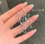 Aros Colgantes Estrellas Caladas en Cascada Plateados E7103