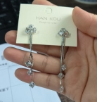 Aros Colgantes Largos Cadenas y Cristales Facetados E7120