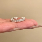 Anillo Ajustable Corona de Flores con Circonitas Plateado J1114
