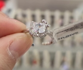 Anillo Abierto Gatita con Circón Facetado Plateado J1136