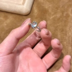 Anillo Solitario Aguamarina con Circonias Plateado J1142