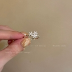 Anillo Abierto Flores Jazmín con Circonias Plateado J1150