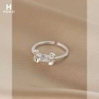 Anillo Regulable Moño con Circones Baguette Plateado J948