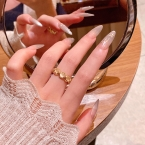 Anillo Sinfín con Circones Facetados Tono Champaña Dorado J994