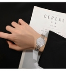Brazalete Pulsera Estilo Reloj con Cuadrante de Strass Plateado S066