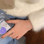 Pulsera Cadena Doble Capa con Dije Trébol de Strass Dorado S217