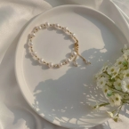 Pulsera de Perlas con Separadores Dorados y Cierre Deslizante S348
