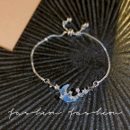 Pulsera Ajustable Plateada Luna Azul y Estrellas con Circonias S391