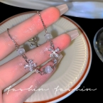 Pulsera Plateada con Mariposas de Circonita y Piedras Ojo de Gato S454
