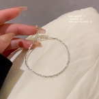 Pulsera Cadena Fina Plateada con Eslabones Diamantados S476