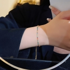 Pulsera Ajustable Dorada Tipo Tennis con Circonitas Arcoíris S478