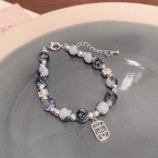 Pulsera de Cuentas Marmoleadas con Dije de Paz Ping'an S526
