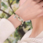 Pulsera de Cordón Verde con Nudo Infinito de Jade S544