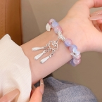 Pulsera de Cuentas Pastel con Dije Colgante de Nube y Borlas S559