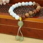 Pulsera Elástica Bicolor Celeste y Tierra con Dije Colgante S609