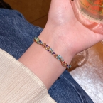 Pulsera Dorada Articulada con Cristales Multicolor S698
