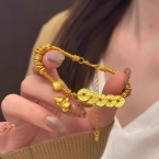 Pulsera Dorada Amuleto Monedas de la Prosperidad y Calabaza S710