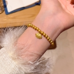 Pulsera de Bolitas Doradas con Dije Candado Ruyi S808
