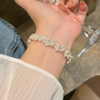 Pulsera Tejida con Perlas de Fantasía y Cristales S815