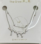 Pulsera Doble Cadena Plateada con Estrellas y Circonitas S821