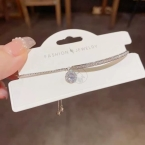 Pulsera Ajustable con Tira de Strass y Dije Cristal Circular S828